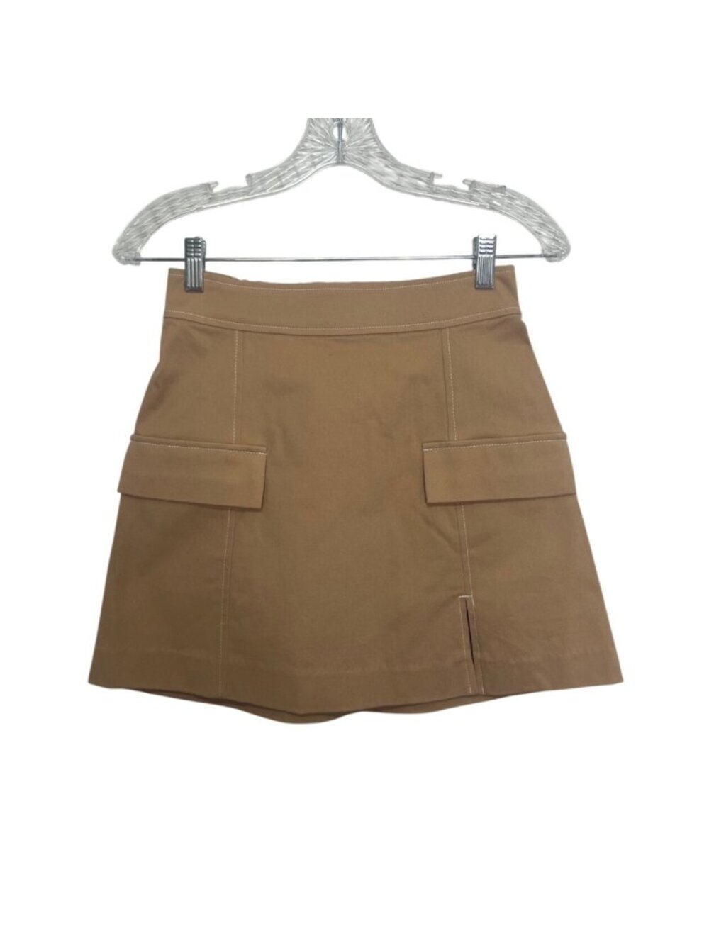 The Drop Christine Andrew Mini Skirt XS Tan New Front Pockets